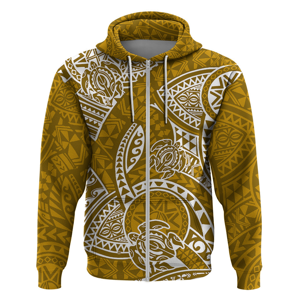 Polynesian Pride Hawaii Hoodie Hawaiian Tribal Honu Gold Version LT14