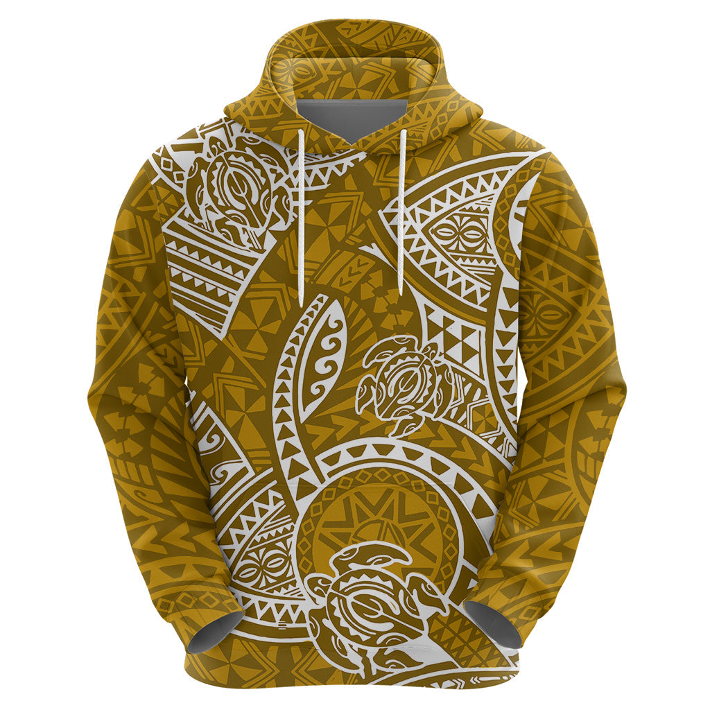Polynesian Pride Hawaii Hoodie Hawaiian Tribal Honu Gold Version LT14