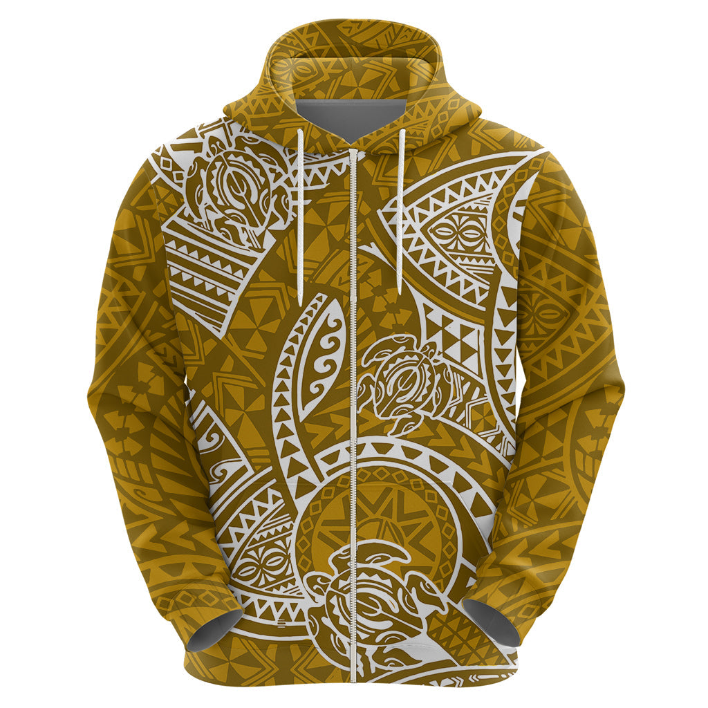 Polynesian Pride Hawaii Hoodie Hawaiian Tribal Honu Gold Version LT14