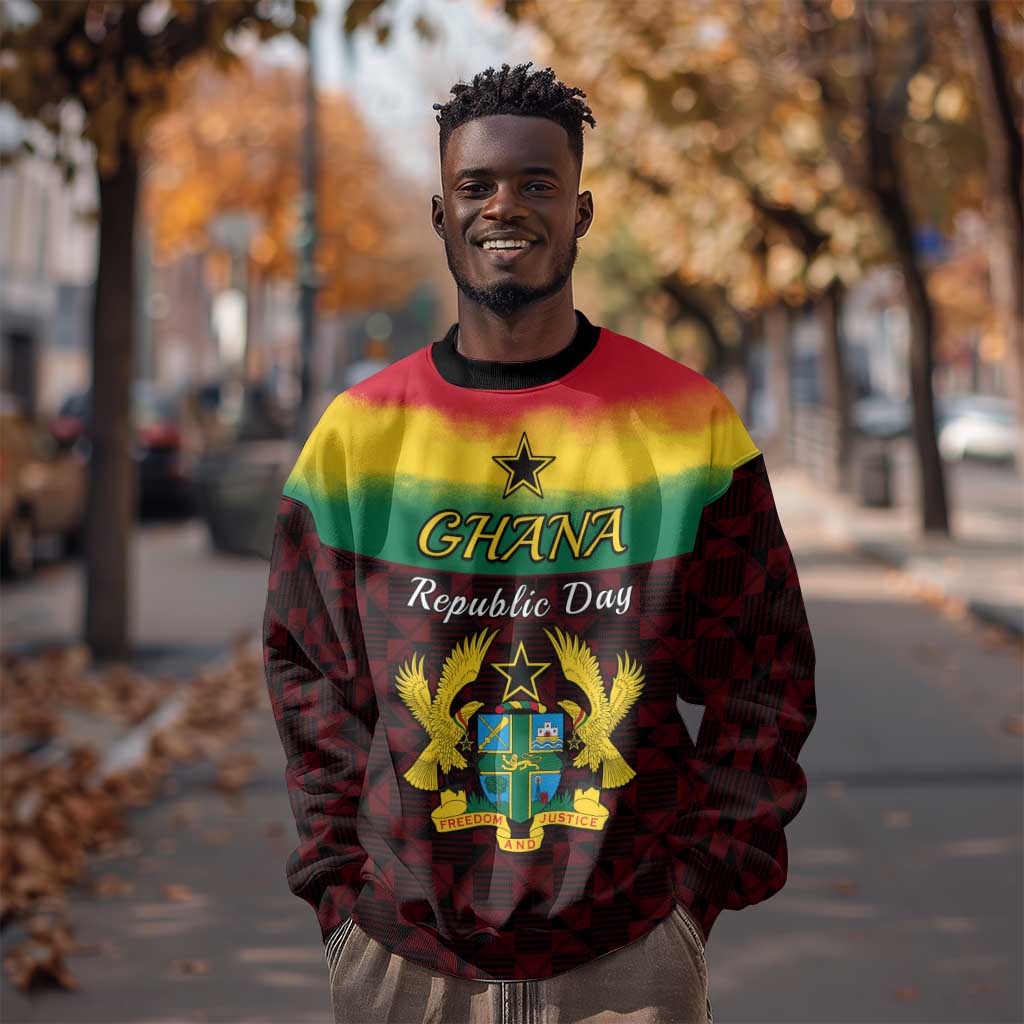 Personalised 1 July Ghana Republic Day Sweatshirt African Pattern Mix Flag Unique Style LT14