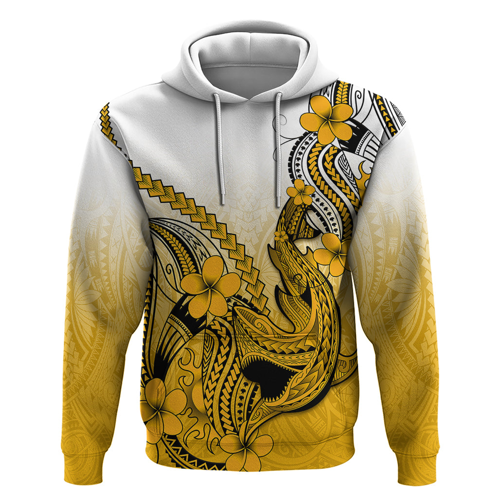 Hawaii Hoodie Polynesian Shark Tattoo With Plumeria Gold Gradient LT14