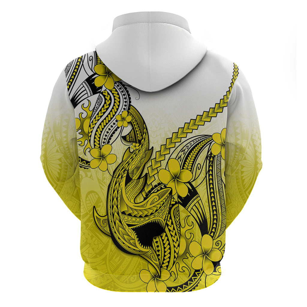 Hawaii Hoodie Polynesian Shark Tattoo With Plumeria Yellow Gradient LT14