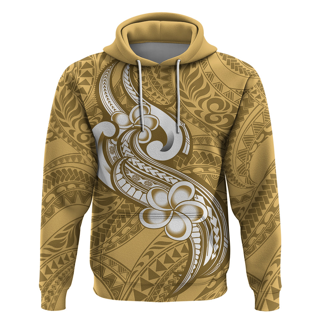 Polynesia Hoodie Plumeria With Tribal Pattern Yellow Pastel Vibes LT14