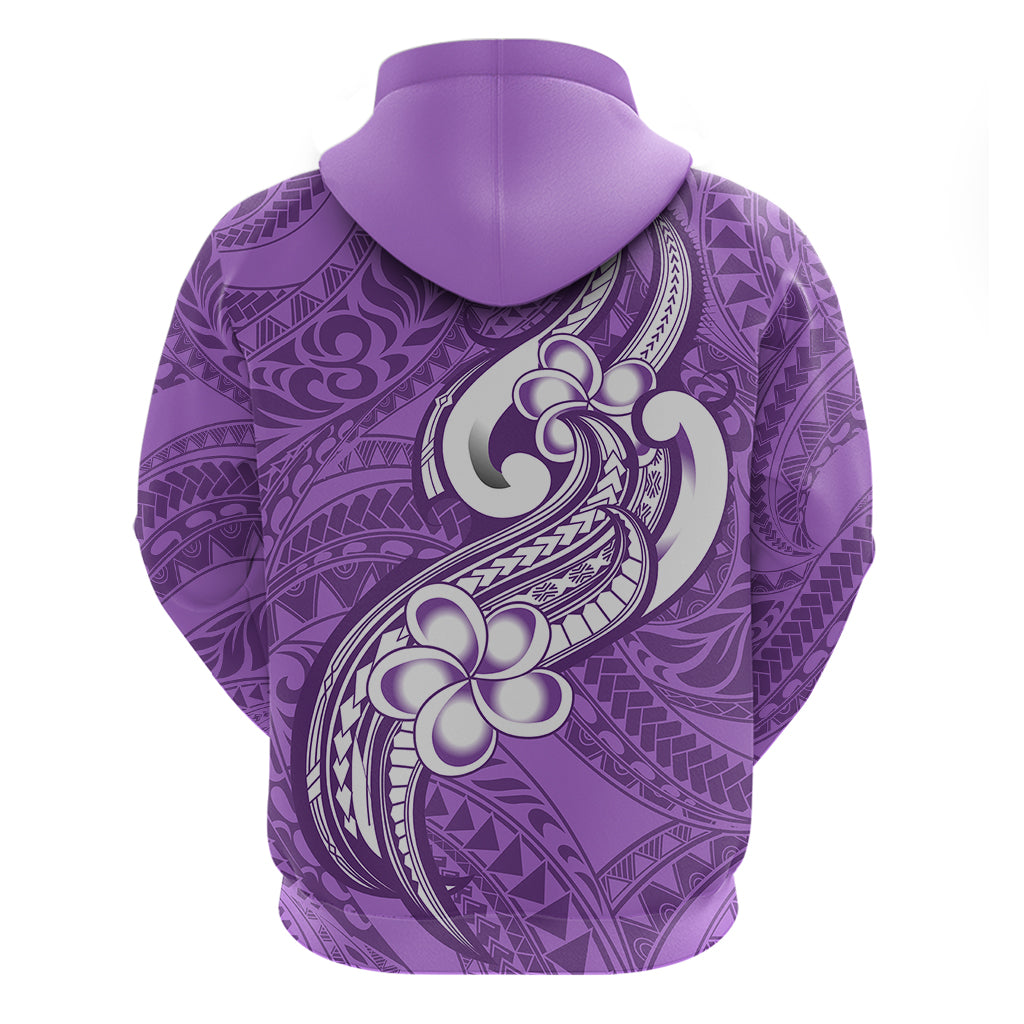 Polynesia Hoodie Plumeria With Tribal Pattern Purple Pastel Vibes LT14