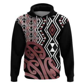 New Zealand Hoodie Aotearoa Kowhaiwhai Mix Taniko Art LT14