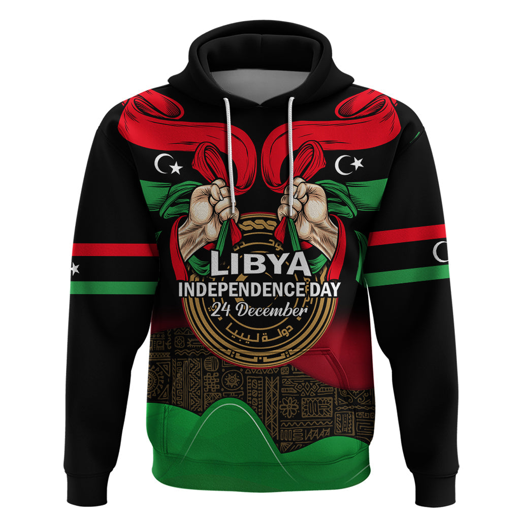 Libya Independence Day Hoodie Happy 24 December African Pattern Flag Style LT14