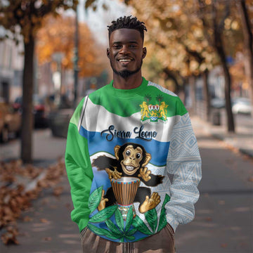Personalised Afro Sierra Leone Sweatshirt Chimp With Drum - Happy Independence Day LT14