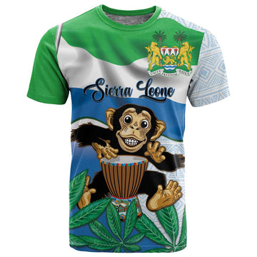 Personalised Afro Sierra Leone T shirt Chimp With Drum - Happy Independence Day LT14