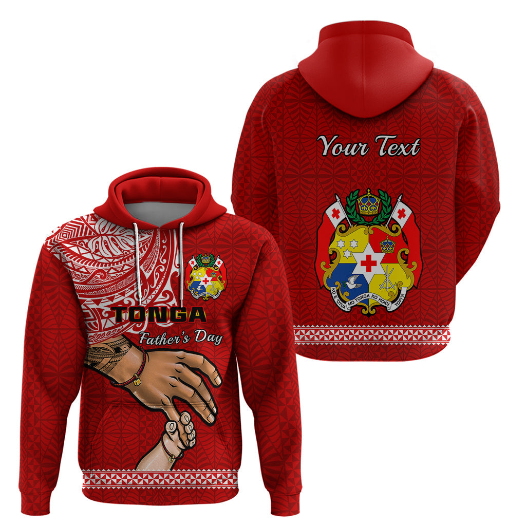 Custom Fathers Day Tonga Hoodie Red Tongan Ngatu I Love You Dad LT14