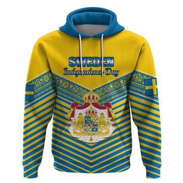 Personalised Sweden Hoodie Swedish Independence Day Scandinavia Pattern LT14