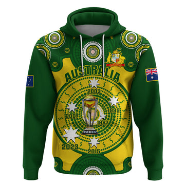 Personalised Australia Cricket Hoodie 2023 World Cup 6th Champions Trophy National Color LT14