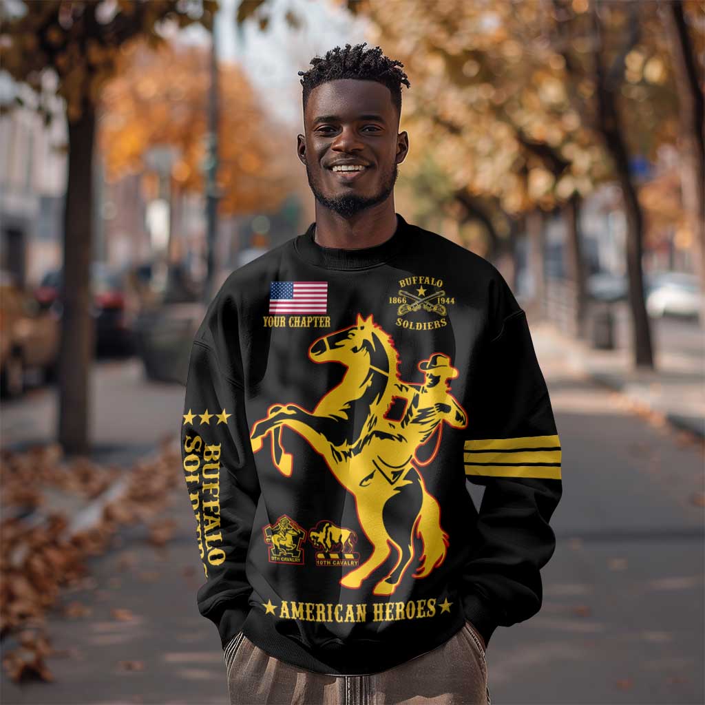 Personalized Afro Buffalo Soldiers Sweatshirt BSMC United States Army Black LT14