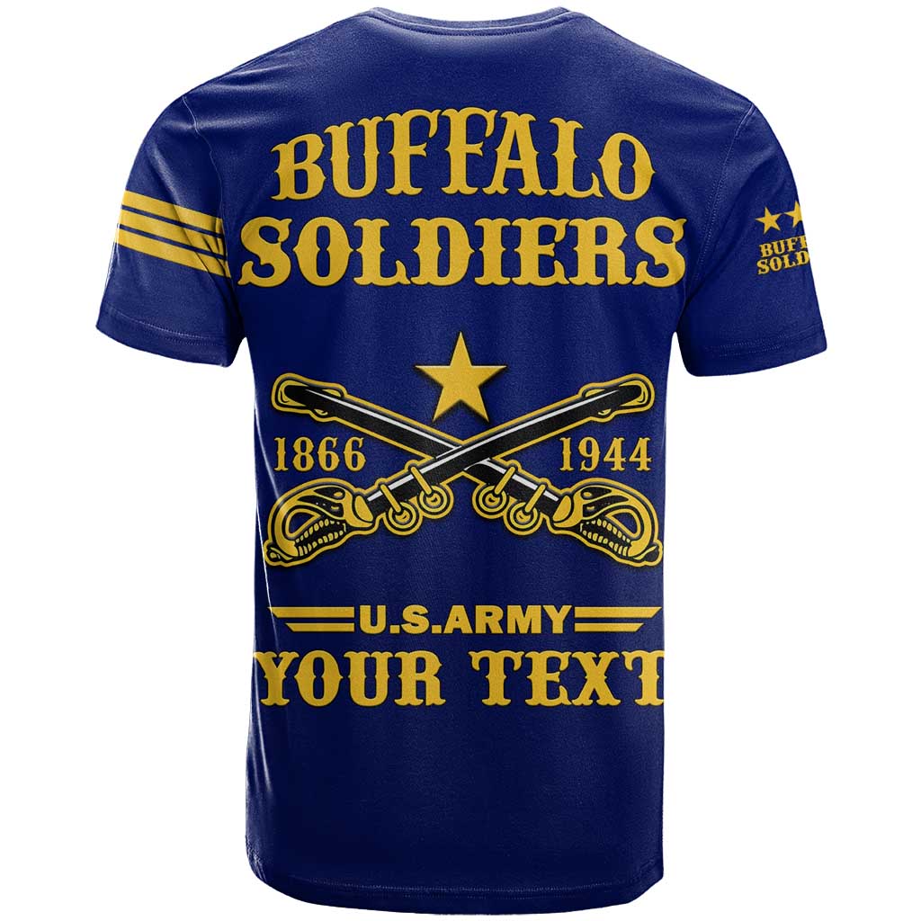 Personalized Afro Buffalo Soldiers T shirt BSMC United States Army Blue LT14