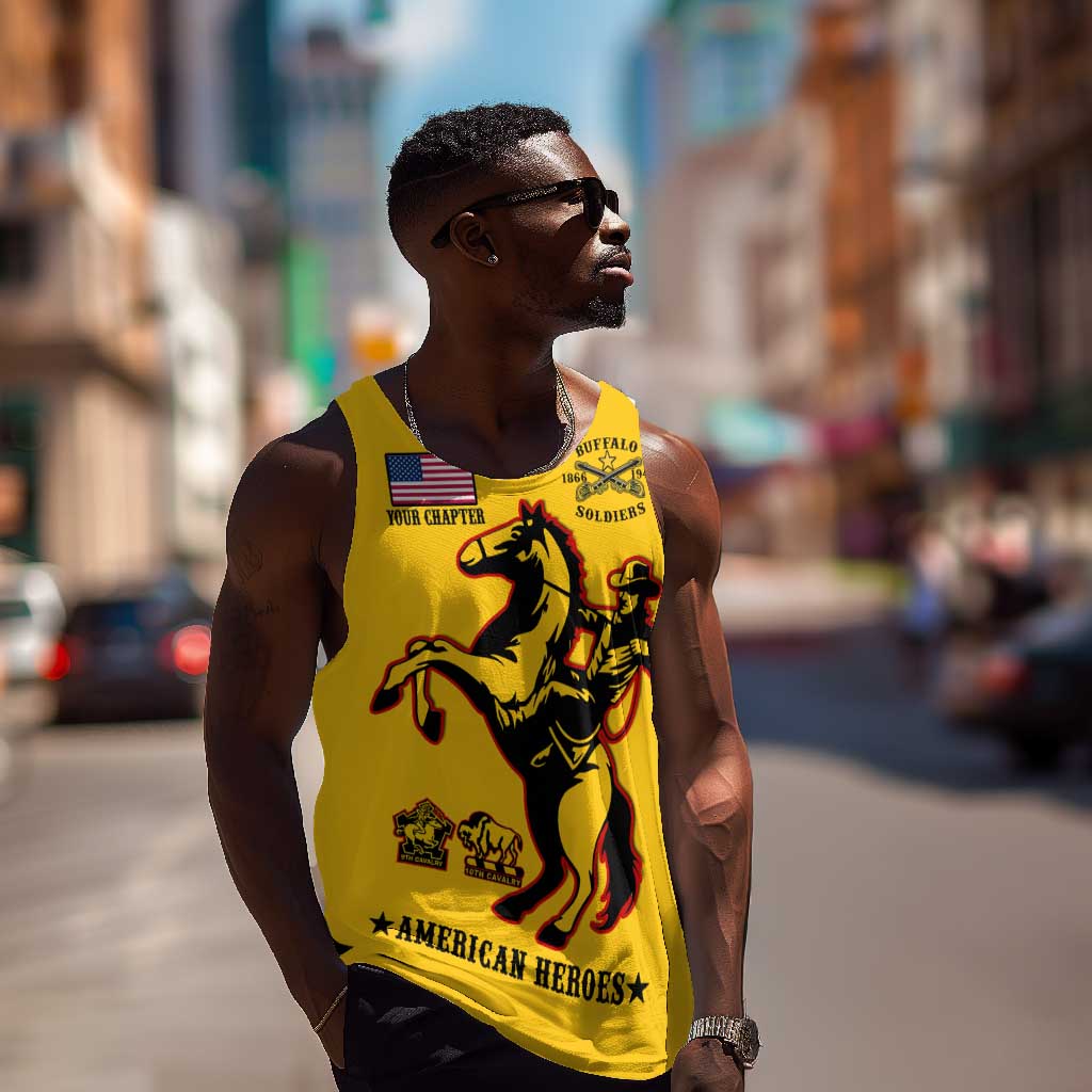 Personalized Afro Buffalo Soldiers Men Tank Top BSMC United States Army Yellow LT14