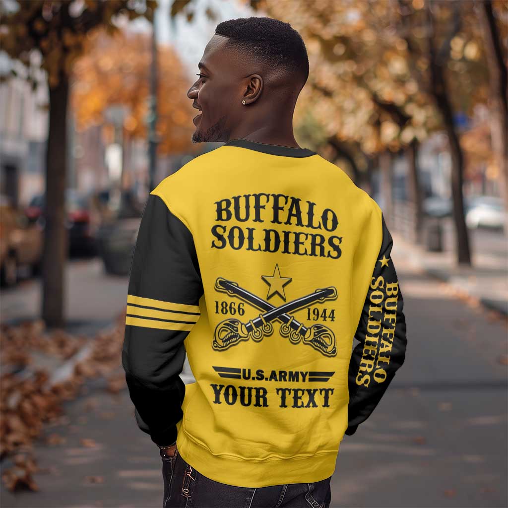 Personalized Afro Buffalo Soldiers Sweatshirt BSMC United States Army Yellow LT14