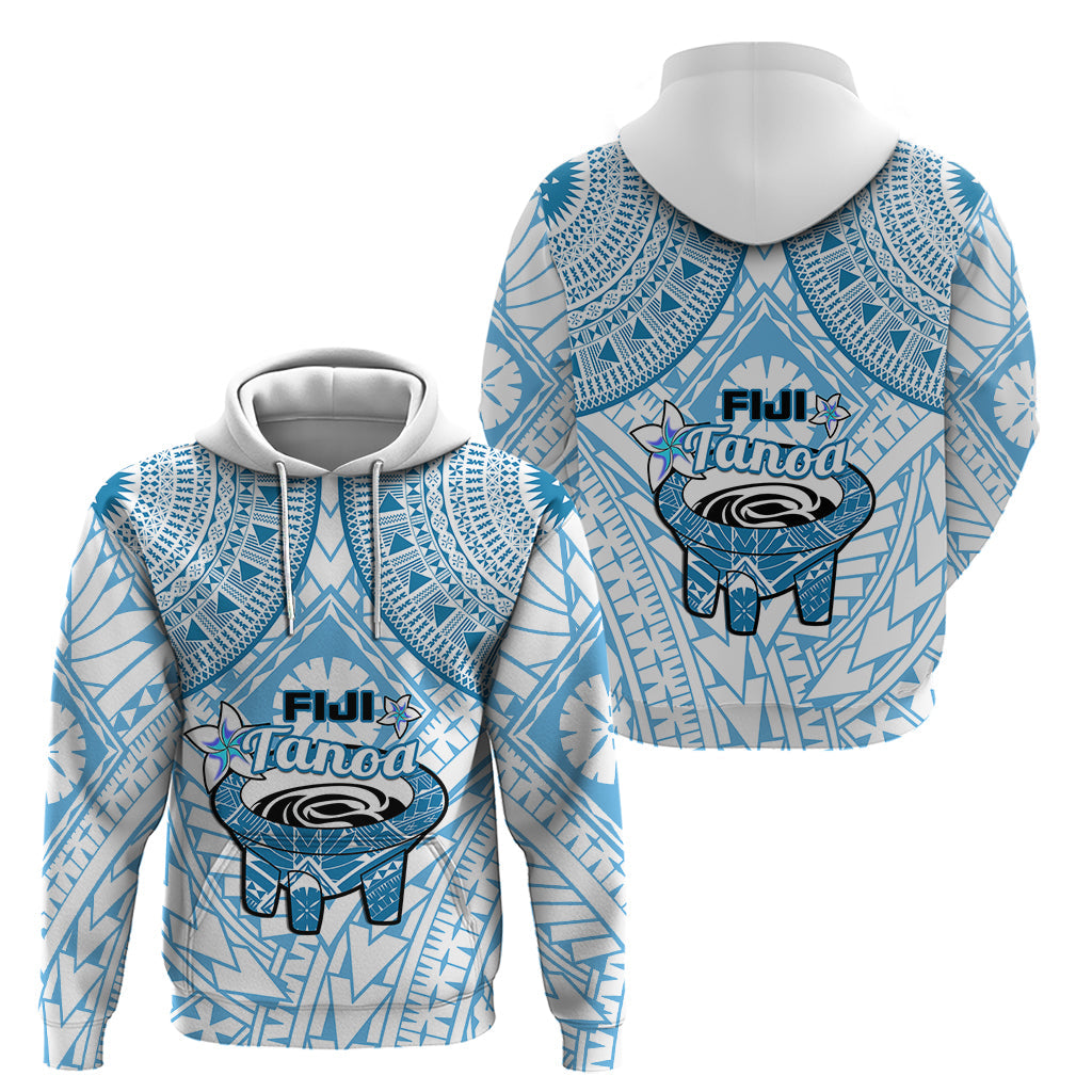 Fiji Tanoa Hoodie Kava Bowl Fijian Tapa Blue Pattern LT14