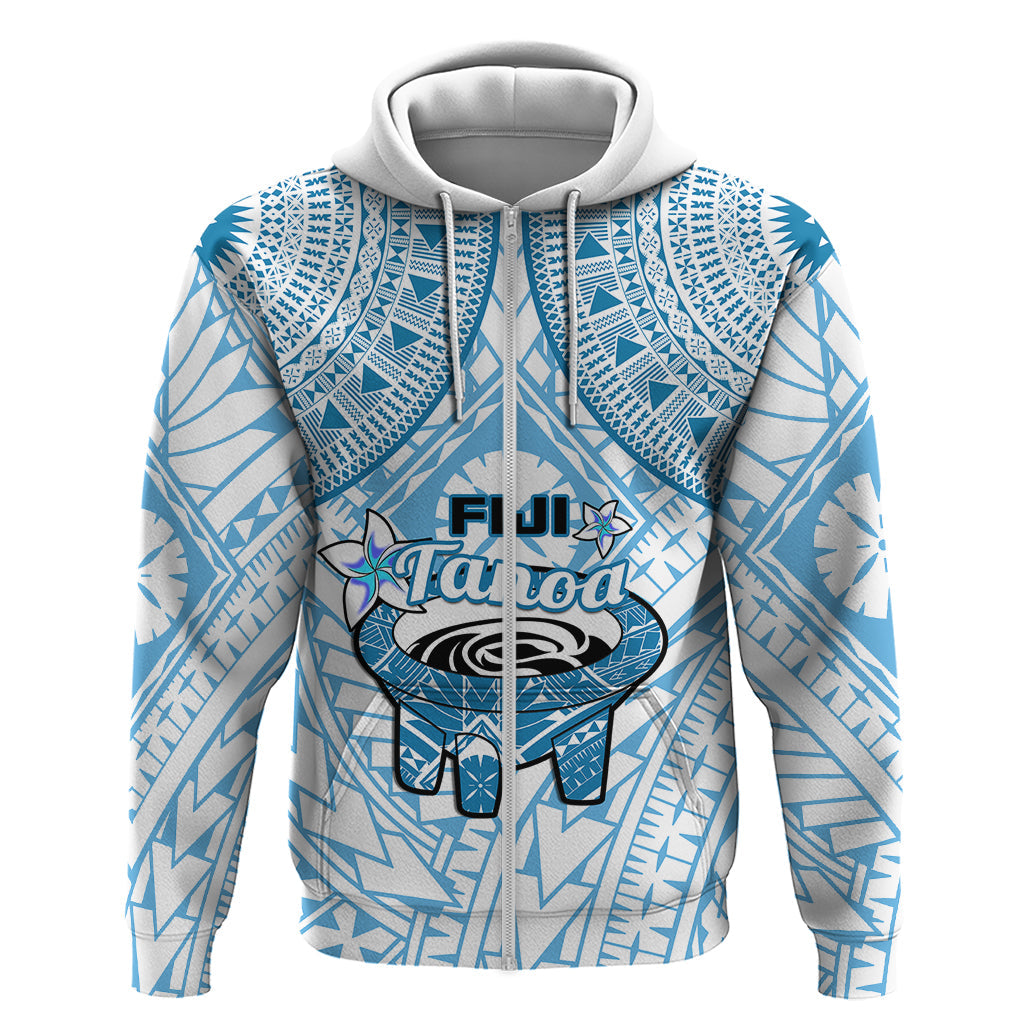Fiji Tanoa Hoodie Kava Bowl Fijian Tapa Blue Pattern LT14