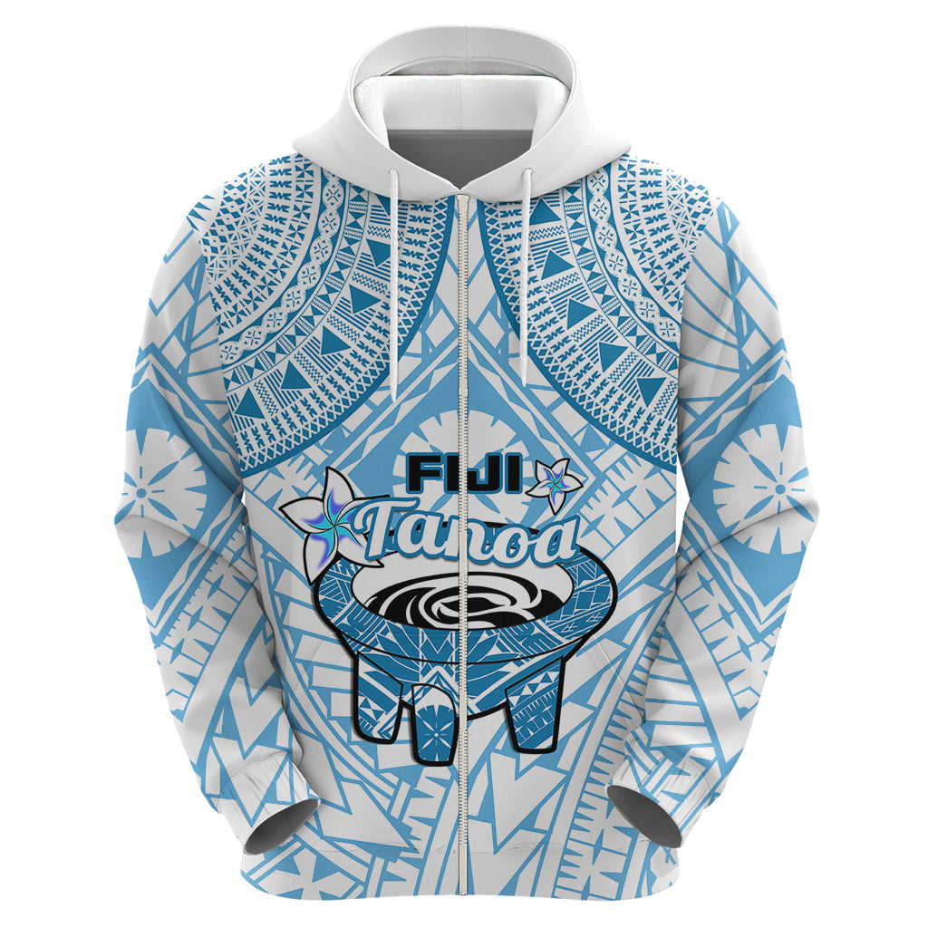 Fiji Tanoa Hoodie Kava Bowl Fijian Tapa Blue Pattern LT14