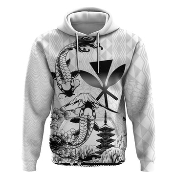 Japan And Hawaii Hoodie Sakura Koi Fish Hawaiian Lei Kanaka LT14
