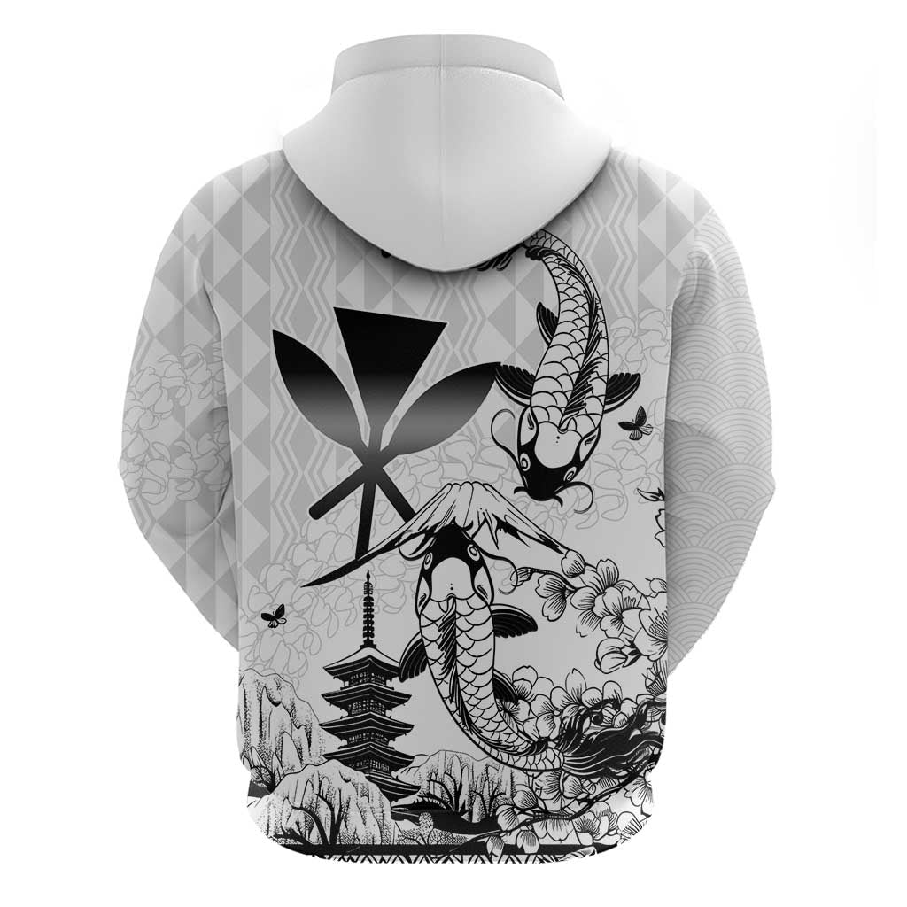 Japan And Hawaii Hoodie Sakura Koi Fish Hawaiian Lei Kanaka LT14