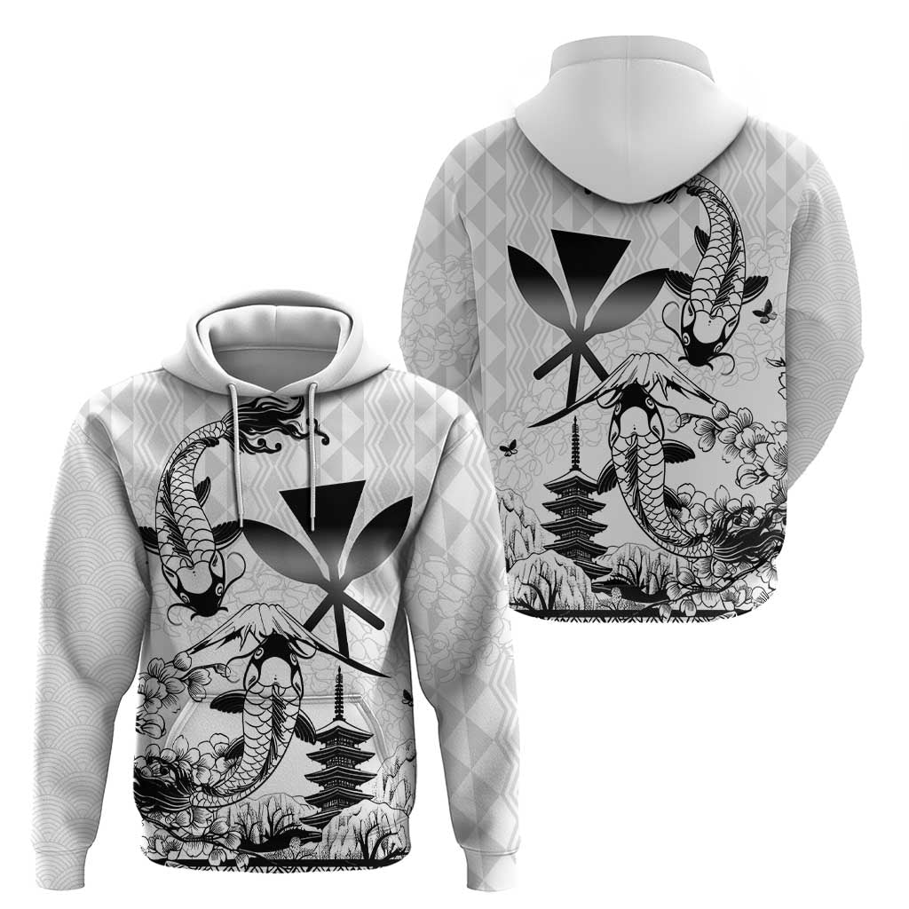 Japan And Hawaii Hoodie Sakura Koi Fish Hawaiian Lei Kanaka LT14