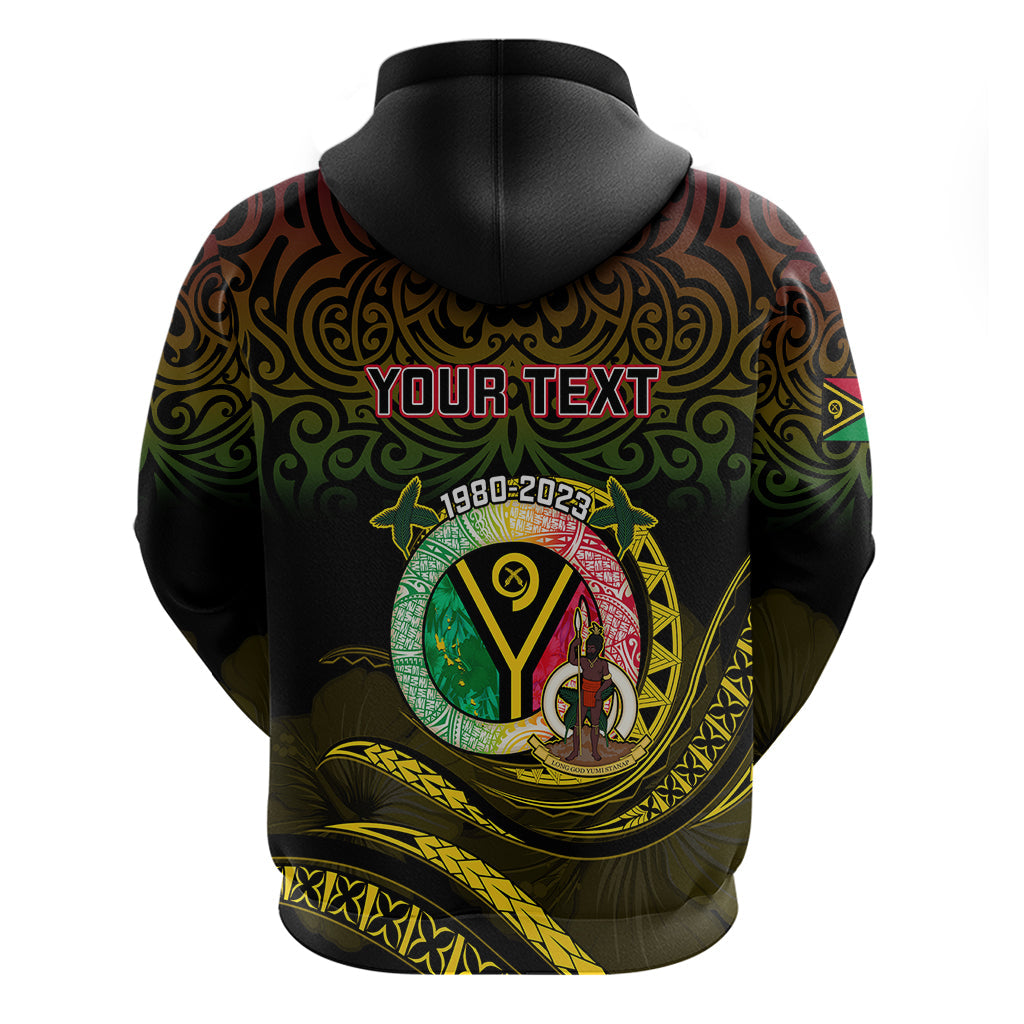 Personalised Vanuatu Hoodie Yumi 43 Hapi Independens Dei Black Version LT14