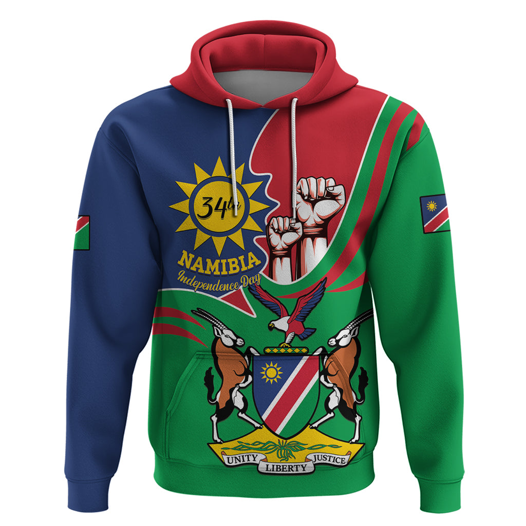 Namibia Independence Day Hoodie Coat Of Arms Curve Style LT14