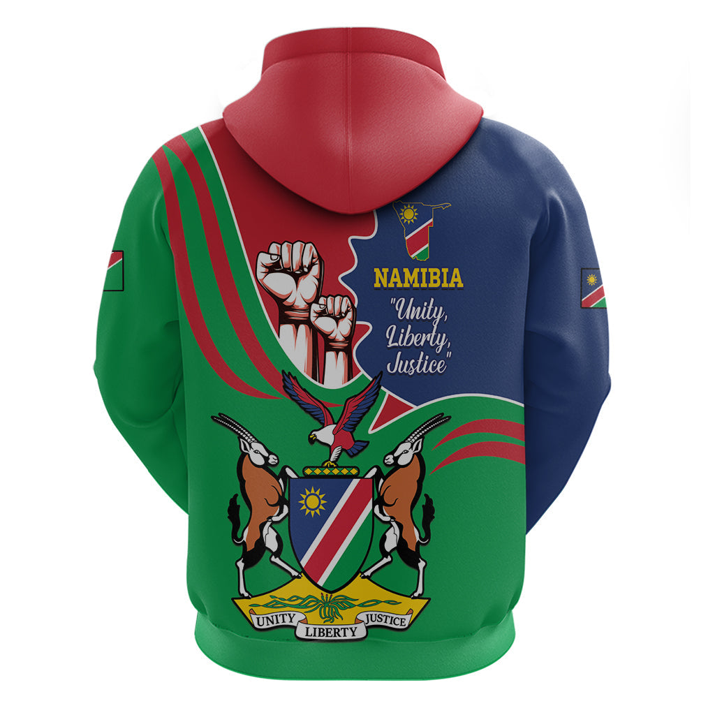 Namibia Independence Day Hoodie Coat Of Arms Curve Style LT14