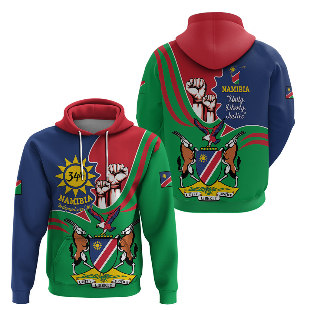 Namibia Independence Day Hoodie Coat Of Arms Curve Style LT14