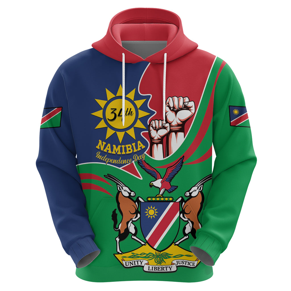 Namibia Independence Day Hoodie Coat Of Arms Curve Style LT14