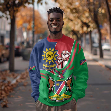 Namibia Independence Day Sweatshirt Coat Of Arms Curve Style LT14
