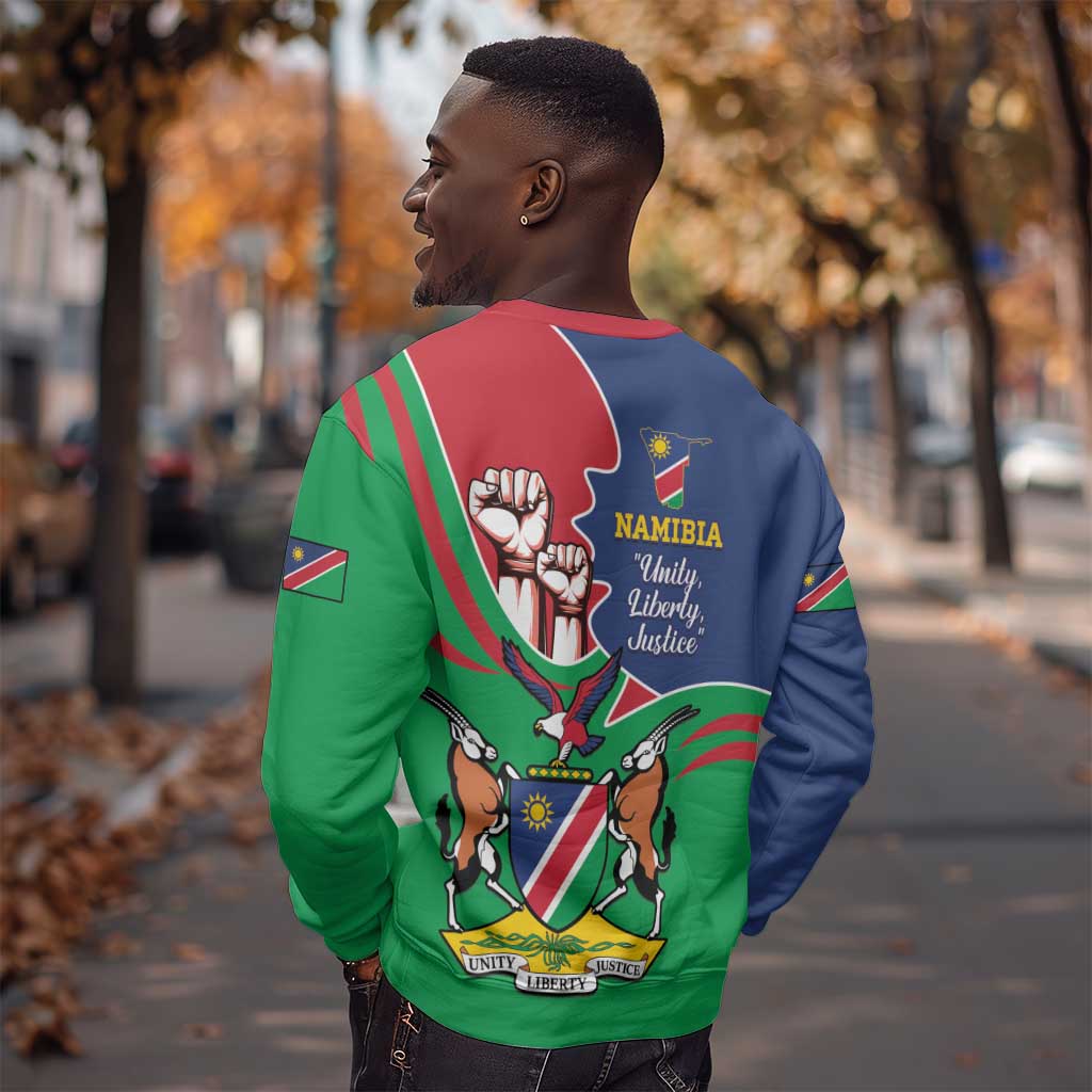 Namibia Independence Day Sweatshirt Coat Of Arms Curve Style LT14