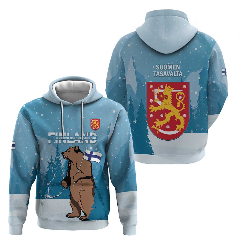 Finland Independence Day Hoodie Suomen Itsenaistyminen Mix Brown Bear LT14