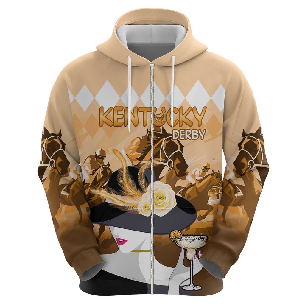 Kentucky Horse Racing Hoodie Derby Mint Julep Girl - Gold Pastel LT14