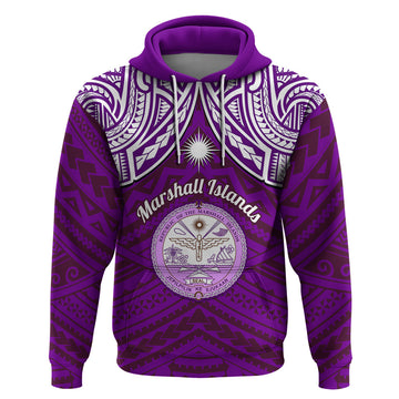 Personalised Marshall Islands Hoodie Purple Polynesian Tribal Mix Coat Of Arms LT14