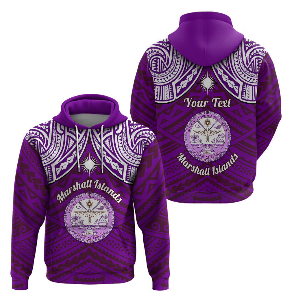 Personalised Marshall Islands Hoodie Purple Polynesian Tribal Mix Coat Of Arms LT14