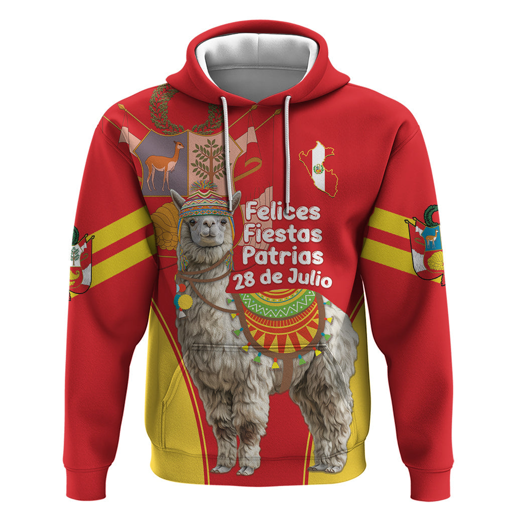 Personalised Peru Independence Day Hoodie Peruvian Alpaca Feliz 28 de Julio LT14