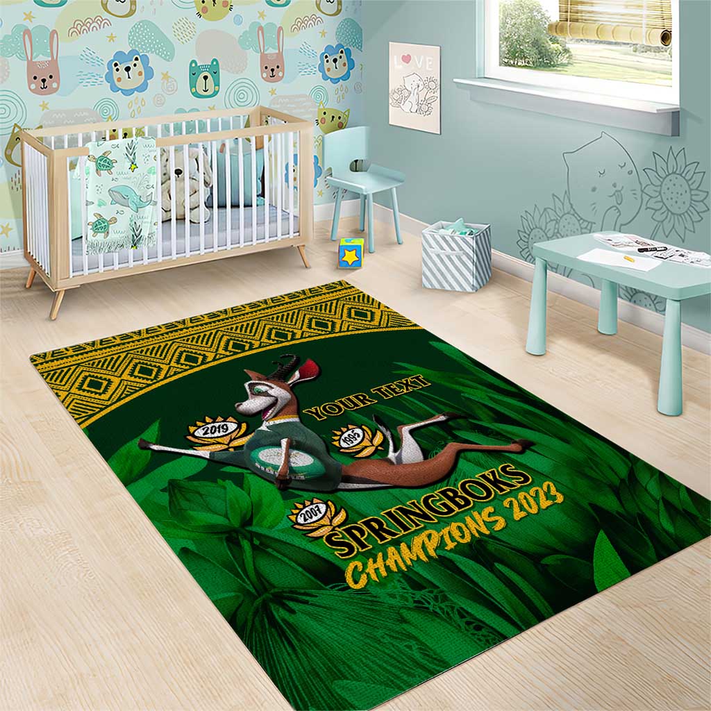 Custom South Africa Rugby Area Rug Go Bokke World Cup Champions History LT14