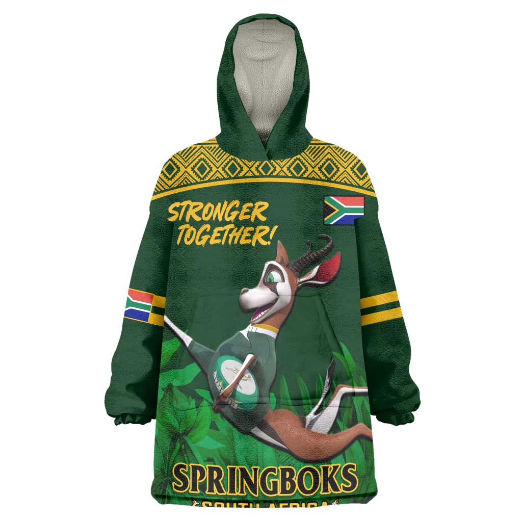 Custom South Africa Rugby Wearable Blanket Hoodie Go Bokke World Cup Champions History LT14