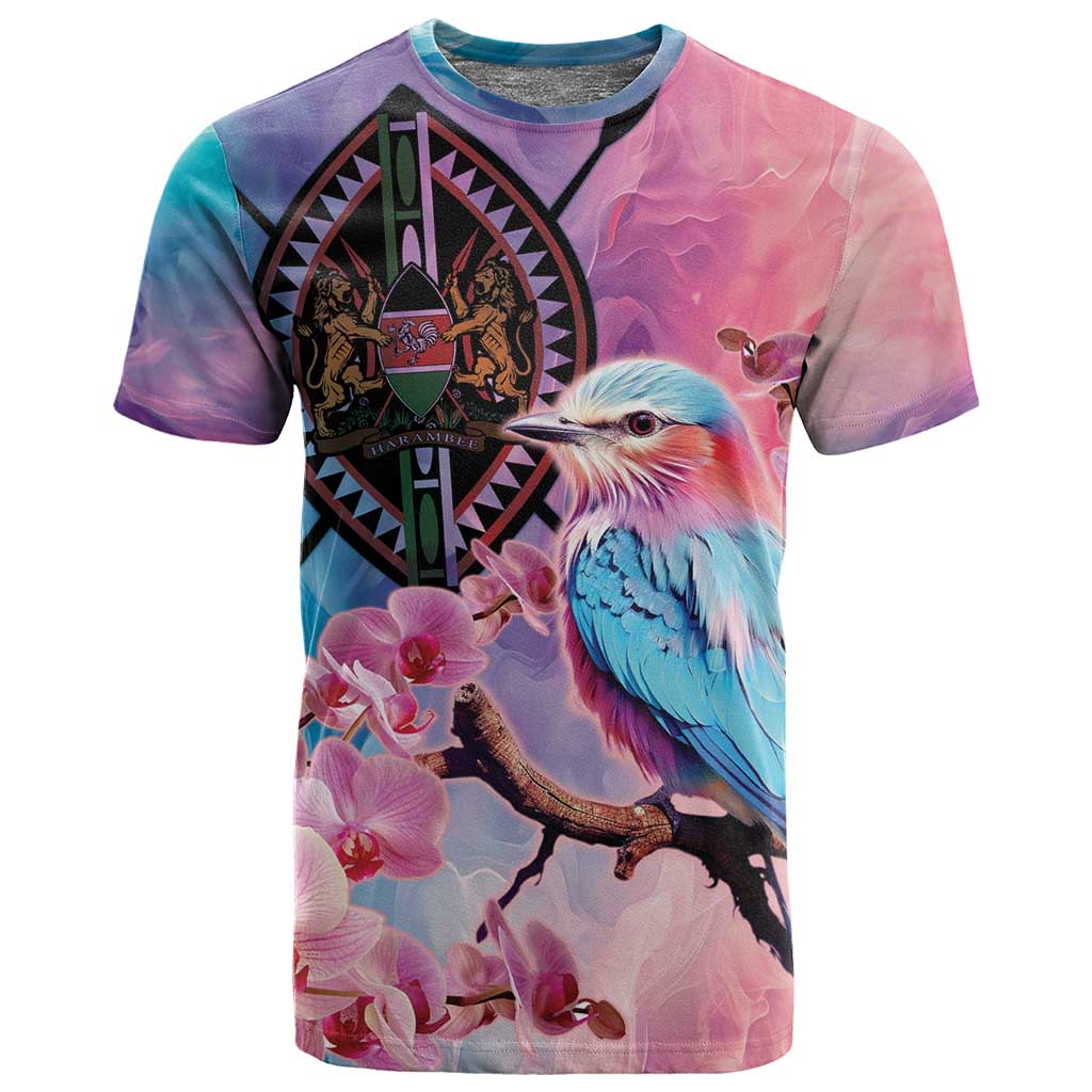 Kenya Lilac-Breasted Roller T shirt Coat Of Arms Mix Orchid LT14
