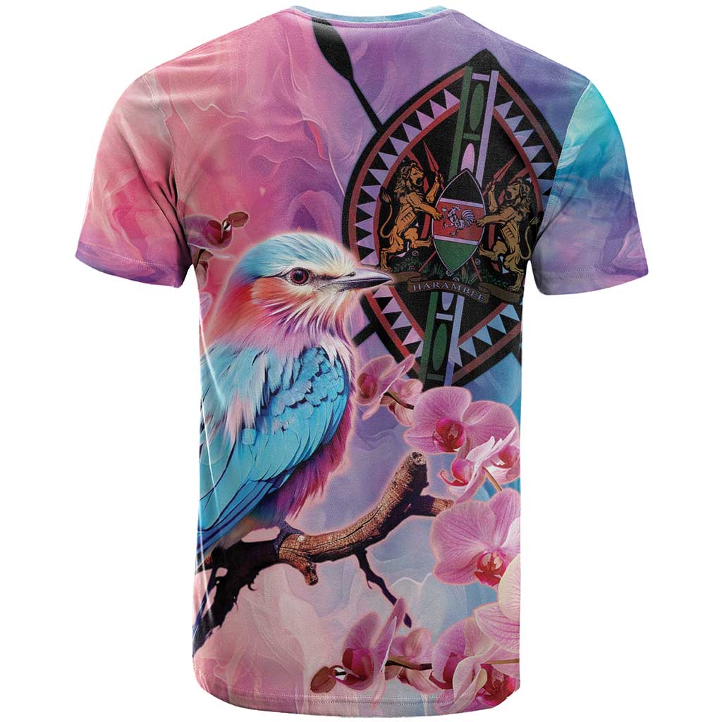 Kenya Lilac-Breasted Roller T shirt Coat Of Arms Mix Orchid LT14