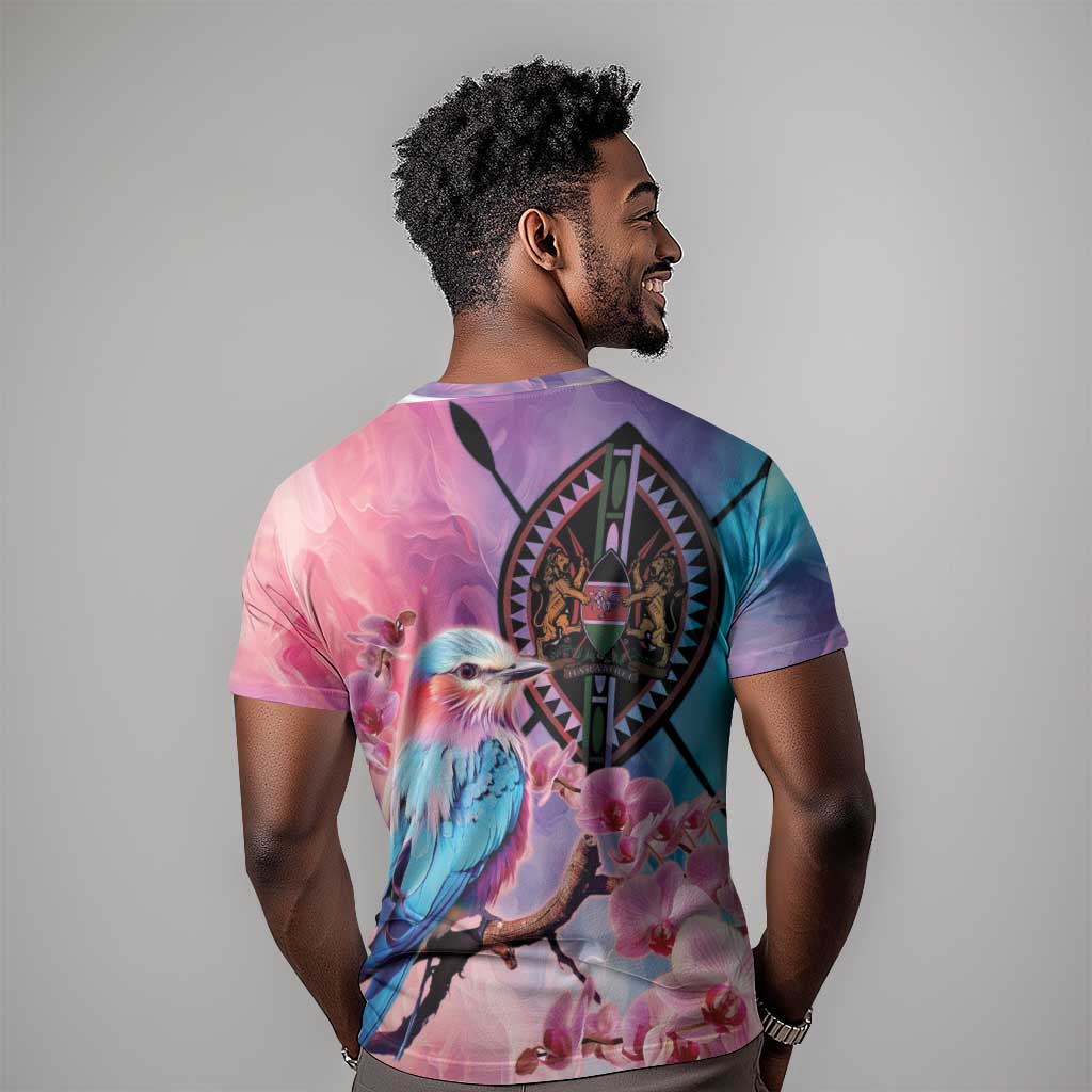 Kenya Lilac-Breasted Roller T shirt Coat Of Arms Mix Orchid LT14