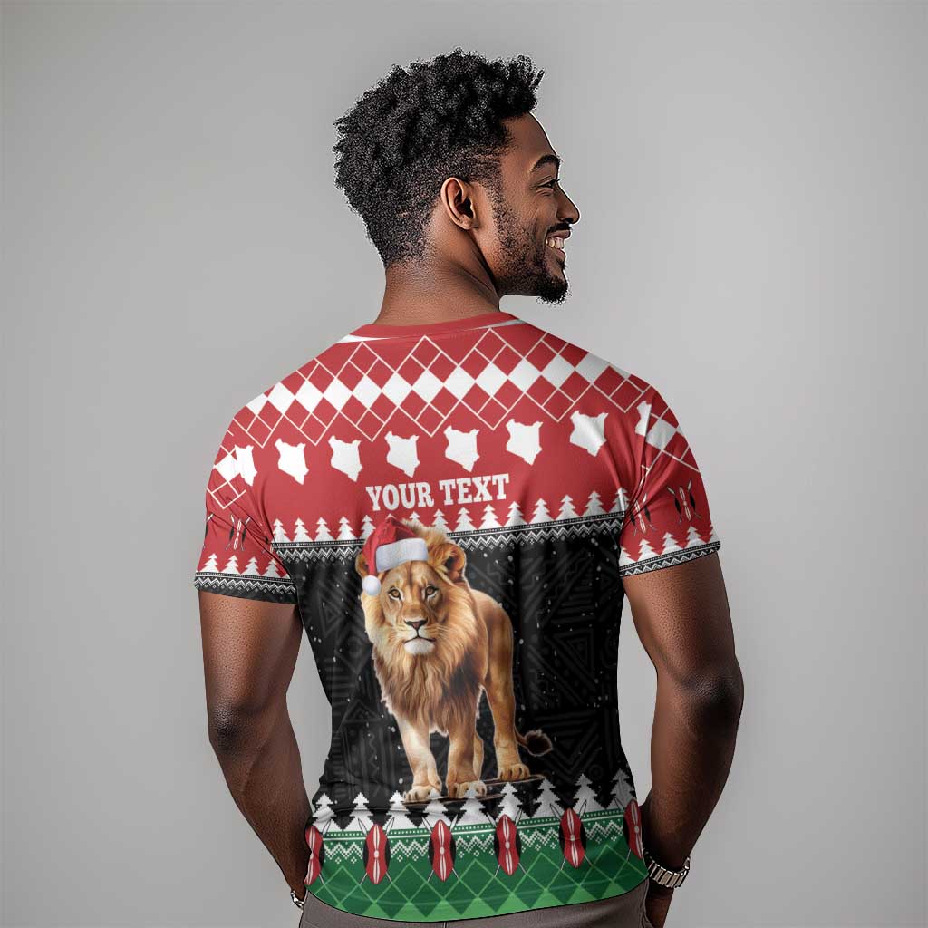 Personalized Kenya Christmas T shirt Lion Santa - Heri Ya Krismasi! LT14