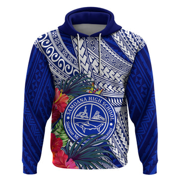 Personalised Samoana High School Hoodie American Samoa Schools Polynesian Tropical Flowers LT14