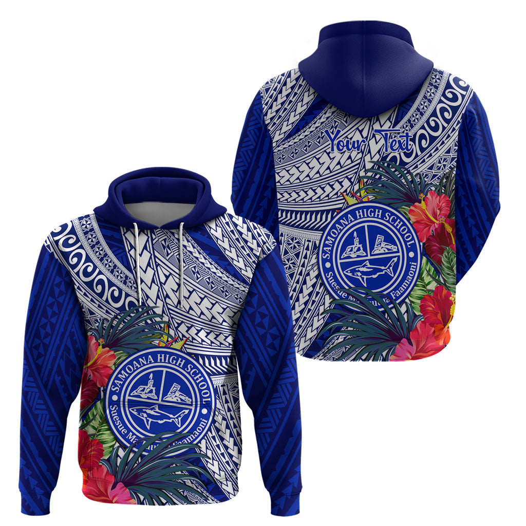 Personalised Samoana High School Hoodie American Samoa Schools Polynesian Tropical Flowers LT14