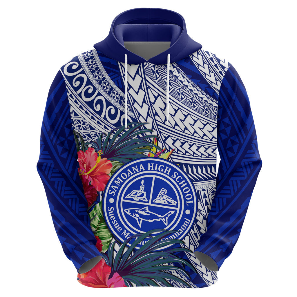 Personalised Samoana High School Hoodie American Samoa Schools Polynesian Tropical Flowers LT14
