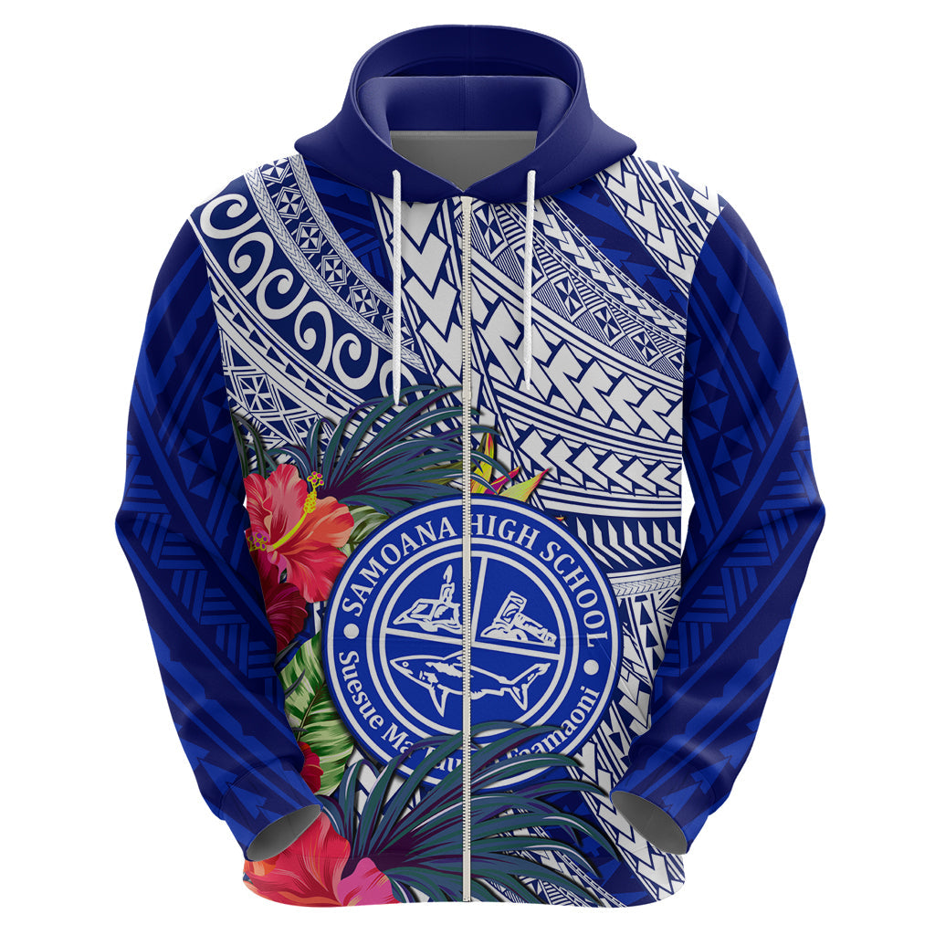 Personalised Samoana High School Hoodie American Samoa Schools Polynesian Tropical Flowers LT14