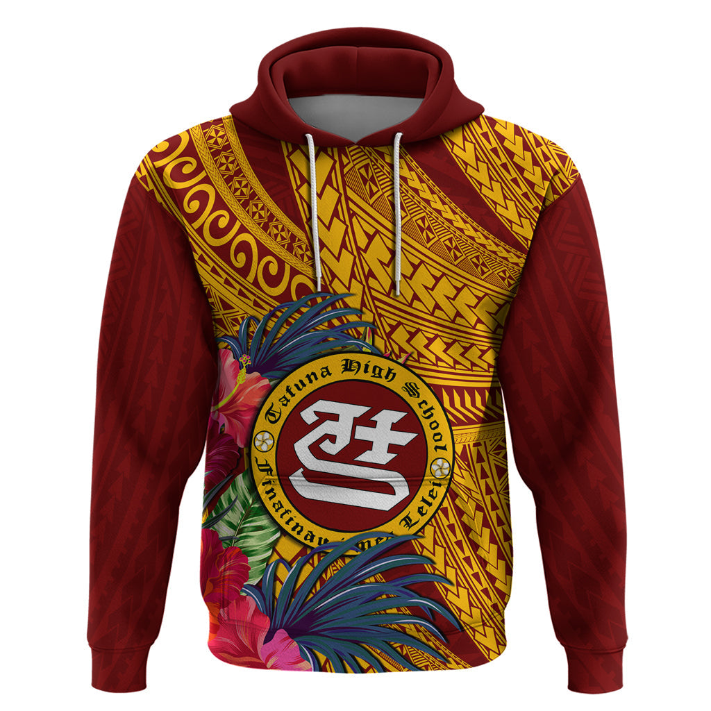 Personalised Tafuna High School Hoodie American Samoa Schools Polynesian Tropical Flowers LT14