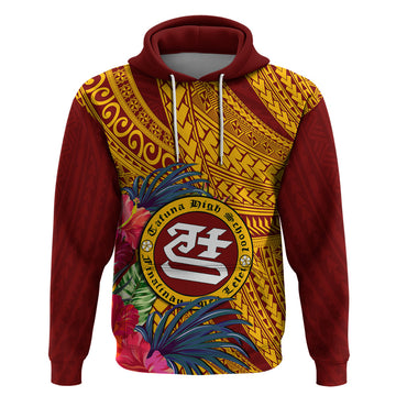 Personalised Tafuna High School Hoodie American Samoa Schools Polynesian Tropical Flowers LT14