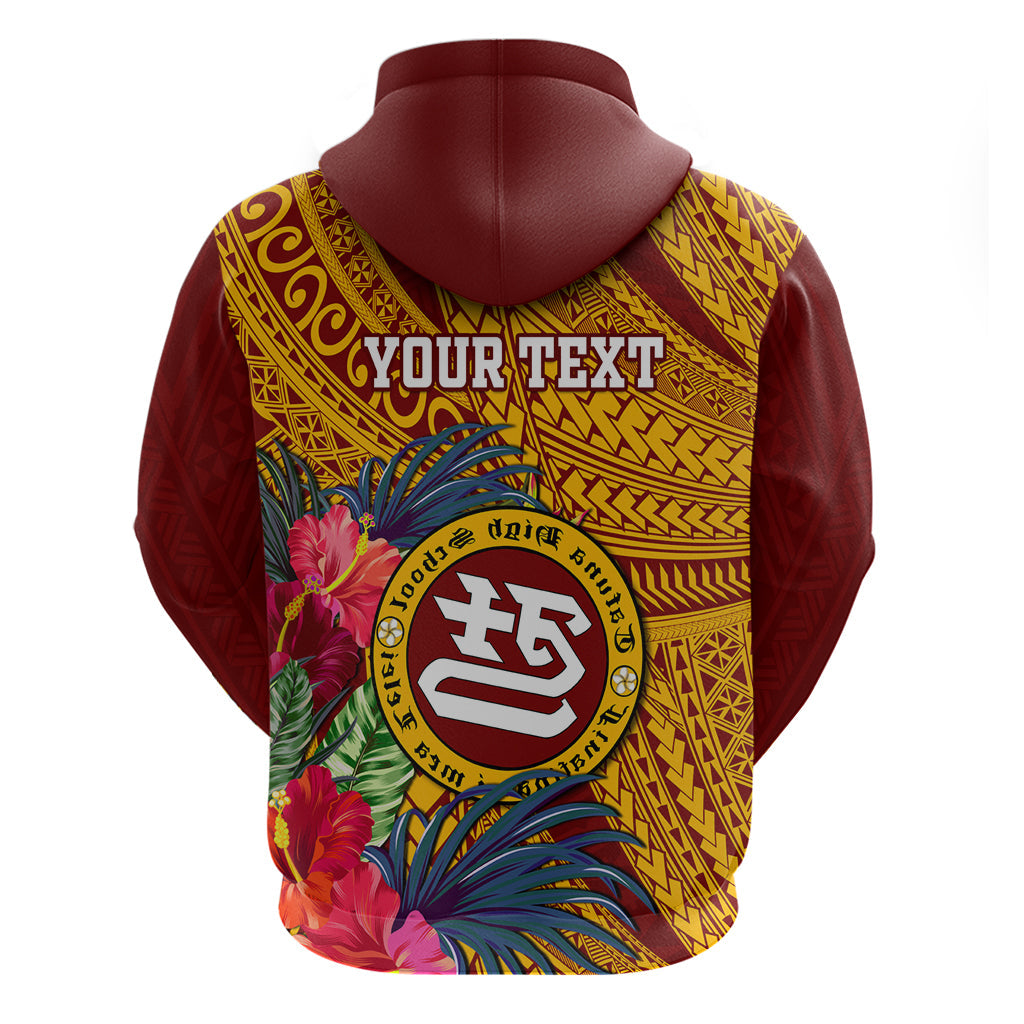 Personalised Tafuna High School Hoodie American Samoa Schools Polynesian Tropical Flowers LT14